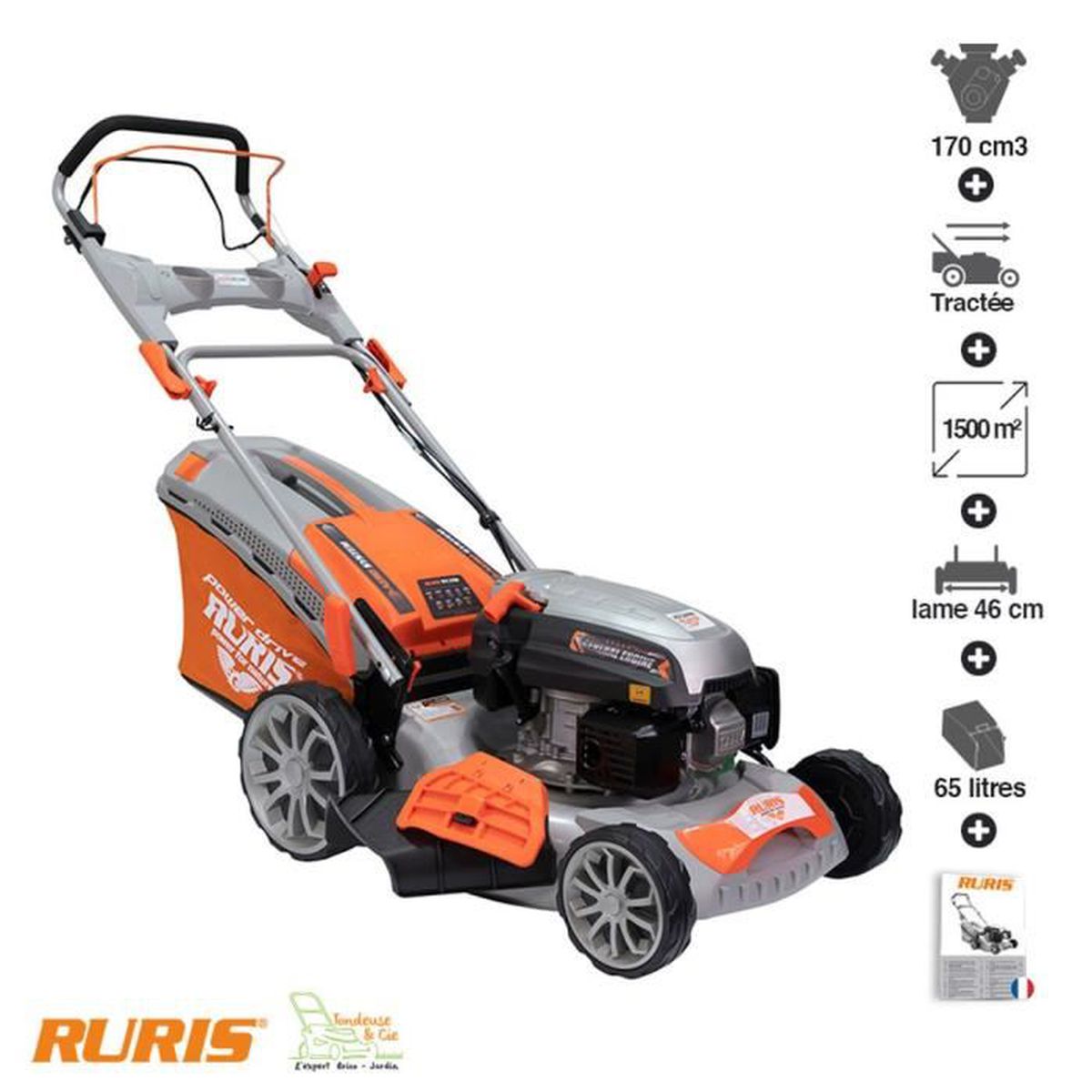 Tondeuse thermique mulching coupe 46cm Ruris RX311S