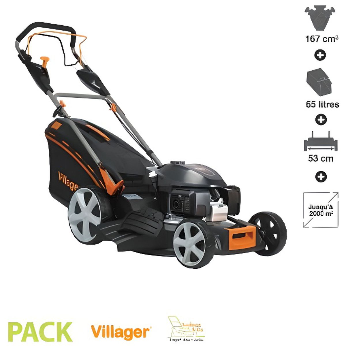 Tondeuse thermique propulsée 4 en 1 167 cm3 moteur Honda OHV vitesse variable VILLAGER Falcon 6111 H